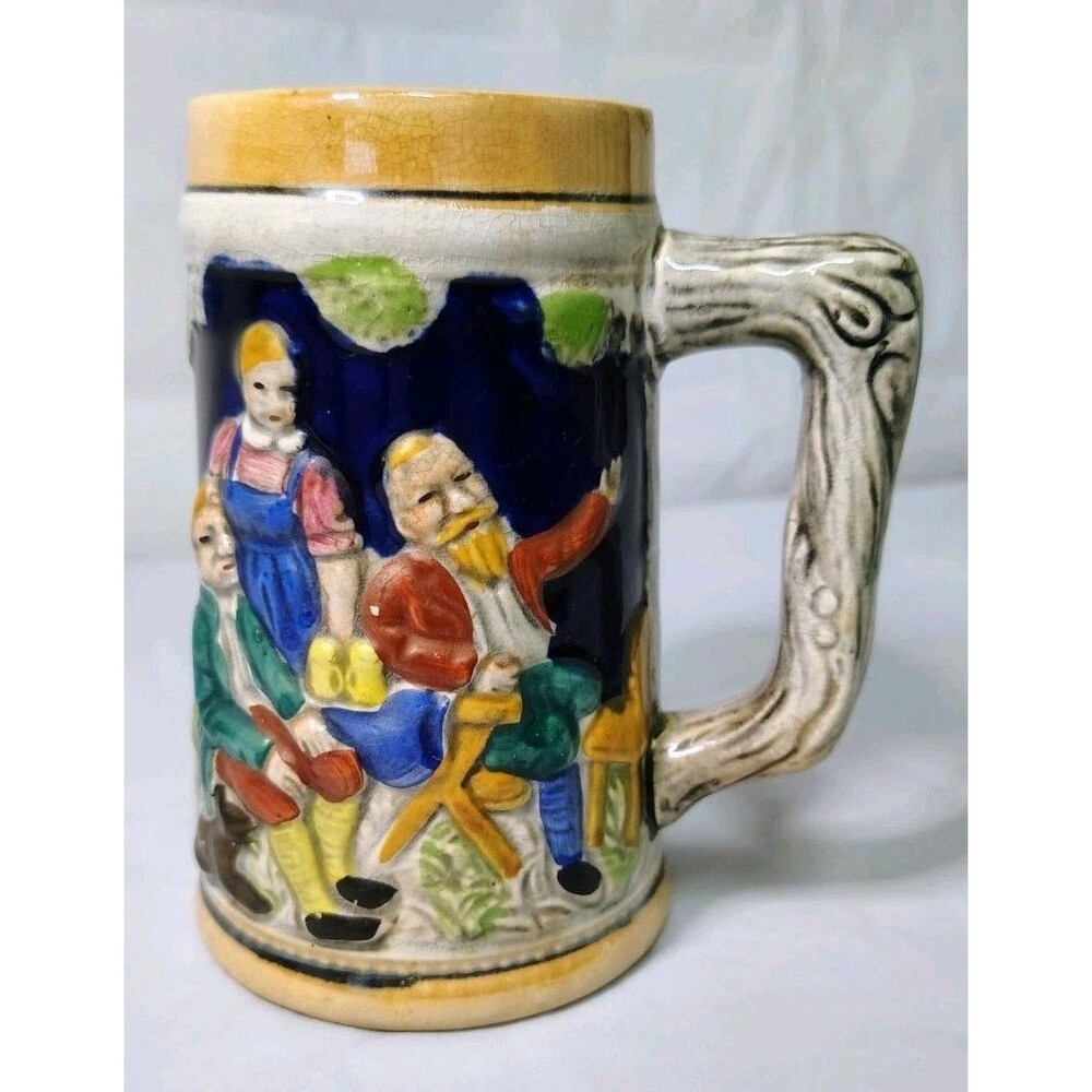 Vintage 1960s German Style Ceramic Beer Stein Mug Made in Japan 7in Hand Painted